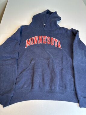 Minnesota Navy Hooded Sweatshirt with Red Arch Logo